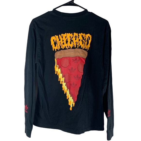 Adidas Chicago Deep Dish Pizza Long Sleeve Shirt Size SMALL Mens - Picture 2 of 9